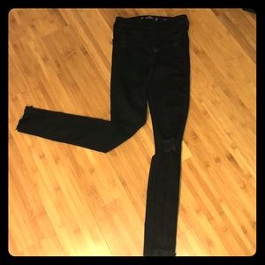 High rise ripped super skinny jeans